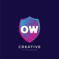 ow initiale logo avec coloré modèle vecteur. vecteur