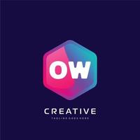 ow initiale logo avec coloré modèle vecteur. vecteur