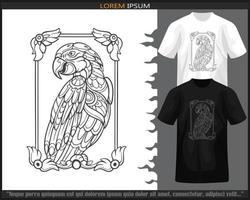 ara oiseau mandala les arts isolé sur noir et blanc t chemise. vecteur