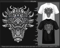 monochrome Couleur dragon tête mandala les arts isolé sur noir et blanc t chemise. vecteur