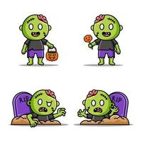 mignonne zombi personnages paquet adapté pour des gamins des produits vecteur
