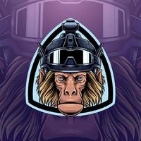 mascotte de militaire singe cette est adapté pour e-sport jeu logo modèle vecteur
