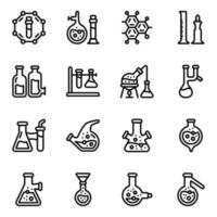 jeu d'icônes d'expériences de chimie vecteur