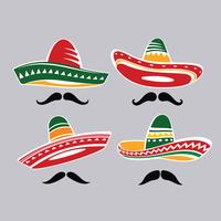 Collection de chapeaux Sombrero mexicains traditionnels avec Mustacle vecteur
