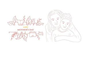 content les mères journée ligne art maman et enfant l'amour vecteur