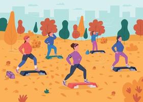 illustration vectorielle de fitness en plein air plat couleur vecteur