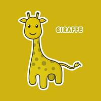 girafe vecteur. zoo dessin animé personnage. mignonne animal mascotte icône contour style vecteur