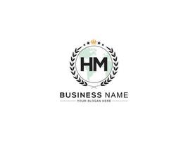 couronne hum Roi logo, initiale hum logo lettre vecteur Stock image