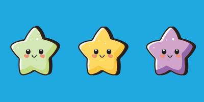 étoile dessin animé vecteur clipart. kawaii étoile emoji dessin animé. ensemble de étoile