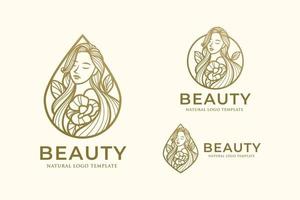 modèle de conception de logo beauté femme dessin au trait vecteur