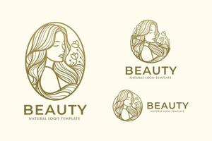 modèle de conception de logo beauté femme dessin au trait vecteur