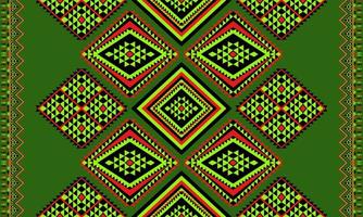 ethnique populaire géométrique sans couture modèle dans rouge et vert Ton dans vecteur illustration conception pour tissu, tapis, tapis, foulard, emballage papier, tuile et plus