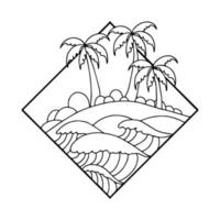 conception plage île logo élément contour art vecteur