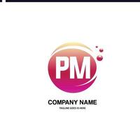 pm initiale logo avec coloré cercle modèle vecteur
