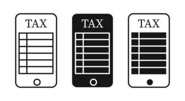 impôt en ligne forme sur téléphone. ensemble de plat badge vecteur