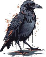 corbeau mascotte brossé style illustration vecteur