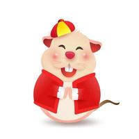 personnage de rat avec costume chinois. joyeux Nouvel An chinois. vecteur