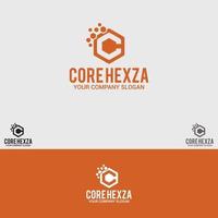 ensemble de modèles de conception de logo core hexza vecteur