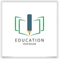 vecteur éducation livre et crayon logo modèle avec plat bleu et vert Couleur style logo prime élégant modèle vecteur eps dix logo prime élégant modèle vecteur eps dix