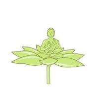 Bouddha assis sur le dessin de fleur de lotus vecteur