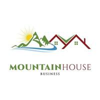 Montagne avec maison icône logo conception modèle vecteur