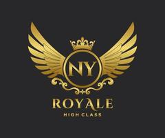 d'or lettre New York modèle logo luxe or lettre avec couronne. monogramme alphabet . magnifique Royal initiales lettre. vecteur