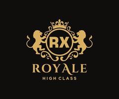 d'or lettre rx modèle logo luxe or lettre avec couronne. monogramme alphabet . magnifique Royal initiales lettre. vecteur