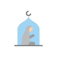musulman femme prier mosquée vecteur icône