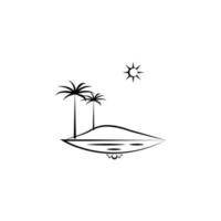 Soleil mer palma arbre vecteur icône