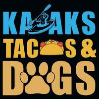 kayak tacos et chiens T-shirt conception vecteur