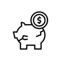 porcin banque dollar pièce de monnaie vecteur icône