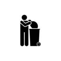 homme, ordures, poubelle, déchets vecteur icône