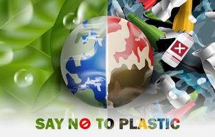 sauver le monde, dire non à l'arrière-plan du concept en plastique. vecteur