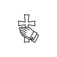 christianisme, mains, traverser vecteur icône