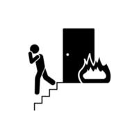 feu, homme, escaliers vecteur icône