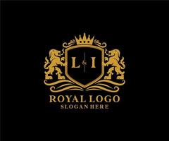 modèle de logo de luxe royal lion lettre initiale li dans l'art vectoriel pour le restaurant, la royauté, la boutique, le café, l'hôtel, l'héraldique, les bijoux, la mode et d'autres illustrations vectorielles.