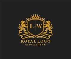 modèle initial de logo de luxe lw lettre lion royal dans l'art vectoriel pour le restaurant, la royauté, la boutique, le café, l'hôtel, l'héraldique, les bijoux, la mode et d'autres illustrations vectorielles.