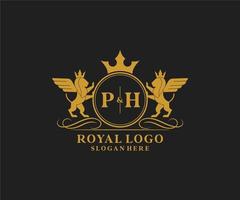 initiale ph lettre Lion Royal luxe héraldique, crête logo modèle dans vecteur art pour restaurant, royalties, boutique, café, hôtel, héraldique, bijoux, mode et autre vecteur illustration.