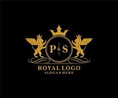 initiale ps lettre Lion Royal luxe héraldique, crête logo modèle dans vecteur art pour restaurant, royalties, boutique, café, hôtel, héraldique, bijoux, mode et autre vecteur illustration.