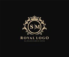 initiale sm lettre luxueux marque logo modèle, pour restaurant, royalties, boutique, café, hôtel, héraldique, bijoux, mode et autre vecteur illustration.