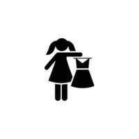 fille, maison, robe, les enfants vecteur icône