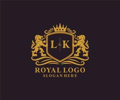 modèle de logo de luxe royal lion lettre initiale lk dans l'art vectoriel pour le restaurant, la royauté, la boutique, le café, l'hôtel, l'héraldique, les bijoux, la mode et d'autres illustrations vectorielles.