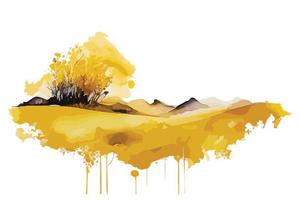 aquarelle d'or des champs avec cultures illustration conception vecteur