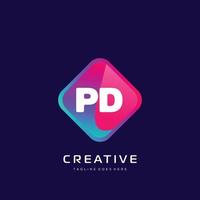 pd initiale logo avec coloré modèle vecteur