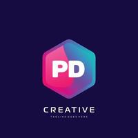 pd initiale logo avec coloré modèle vecteur