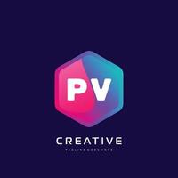pv initiale logo avec coloré modèle vecteur
