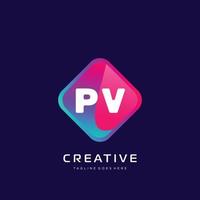 pv initiale logo avec coloré modèle vecteur