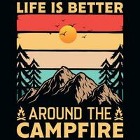 Montagne camping graphique T-shirt conception vecteur