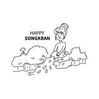 content Songkran Festival ligne art vecteur