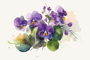 aquarelle vibrant violettes fleur illustration pour social médias les publicités, affiches, bannières, et livre couvertures conception vecteur